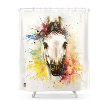 

Into The Mirror The Horse Shower Curtain Waterproof Polyester Fabric Bathroom Decor Multi-Size Printed Shower Curtain