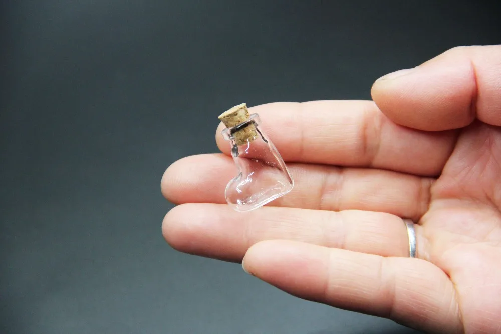 Mini Clear Heart Shape Wish Craft Message Glass Bottle Jars Vials with Cork Cute Lovely DIY Wedding Decor Gift 100pcs | Дом и сад