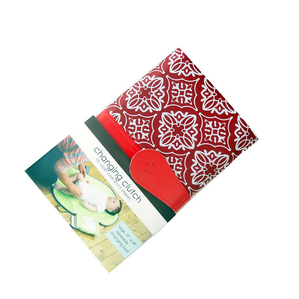Портативный детский складной Узорчатая пеленка водонепроницаемый коврик Забавный пакет для хранения в путешествии 998 - Цвет: Красный