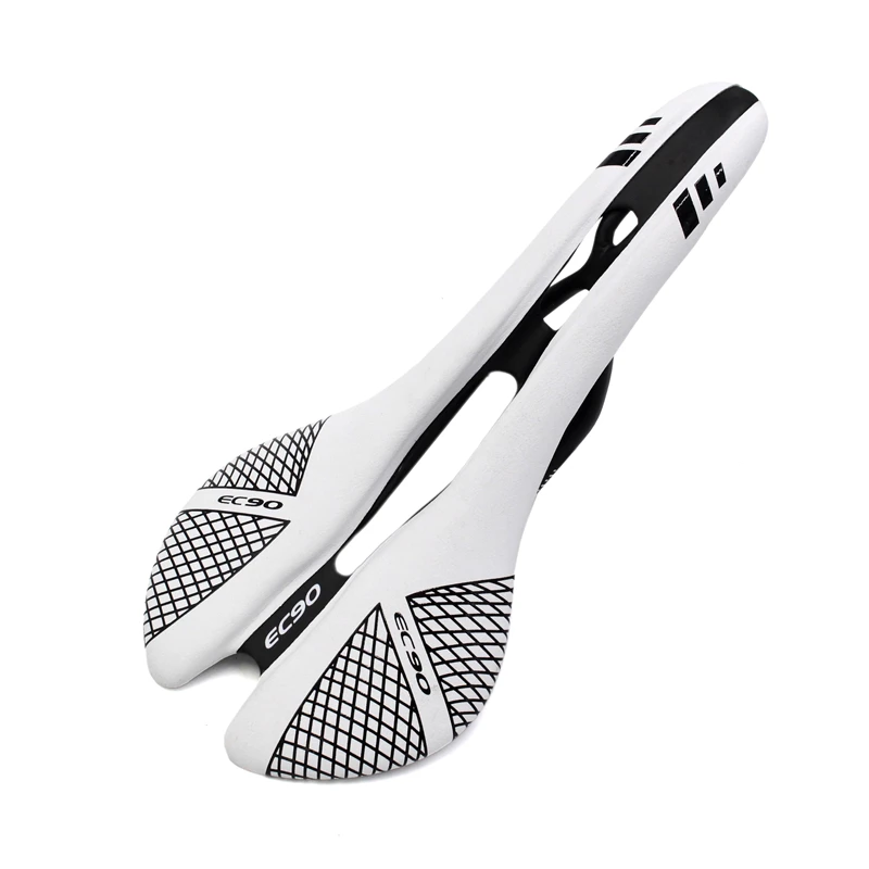 EC90 Carbon Fiber Bicycle Saddle RoadMTB Bike Carbon+Leather Saddle Seat BlackWhite (7)
