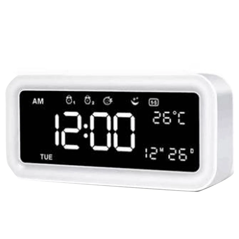 

Led Mirror Alarm Clock Digital Snooze Table Clock Wake Up Light Electronic Large Time Temperature Display Home Decoration Cloc