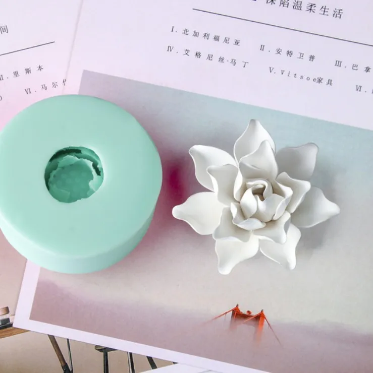 

HC0030 Silica gel 3D molds White lotus silicone soap mold flowers candle mold aroma mould handmade soap making resin clay molds