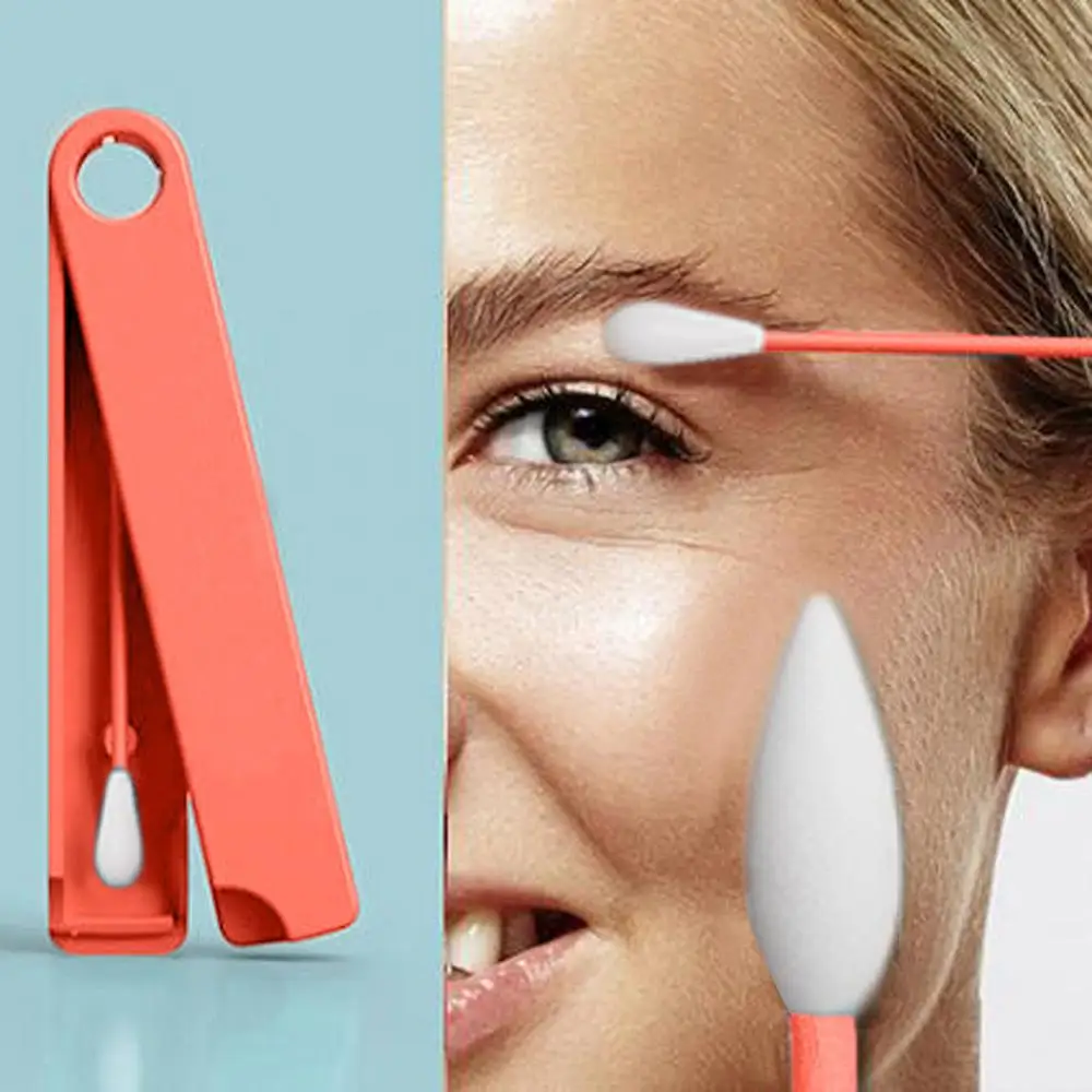 

New Reusable Cotton Swab with Box Eco-friendly Reusable Washable Soft Silicon Swab for Cleaning Makeup Mascara Eyelash Extension