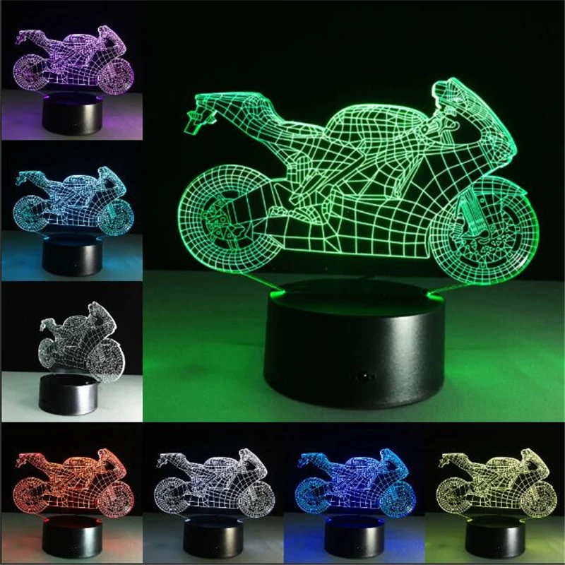

GiC Motor Car Table lamp Touch Night Light 7 Colors Changing Motorcycles Sleeping lights Acrylic USB 3D LED Lamp Children Gifts