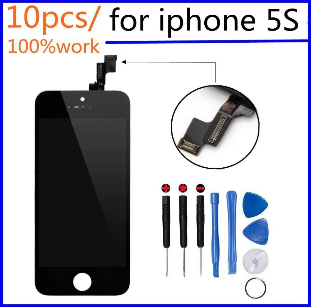 

10pcs/ lot LCD Screen Assembly Replacement Display Touch Screen Digitizer for iphone 5S lcd Black/White Color Free Shipping