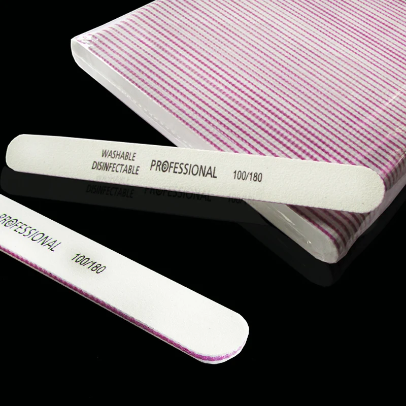 

25pcs/lot White Files Buffer Finger Tips Semicircle Sandpaper Gray 100/180 Double Side Salon Nail Art Manicure Tools Wholesale