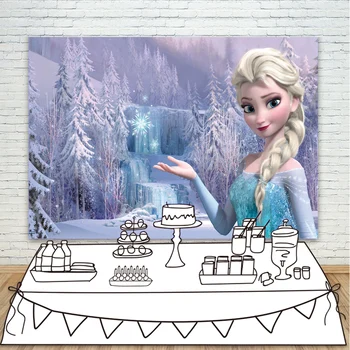 

Custom Princess Elsa Photography Backdrops Frozen Ice Queen Background For Girl Birthday Party Decoration Photocall Photophone