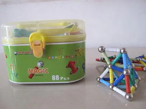 Best Birthday Gift free shipping magnetic stick toy straight rod and ball magnetic building blocks magnetic