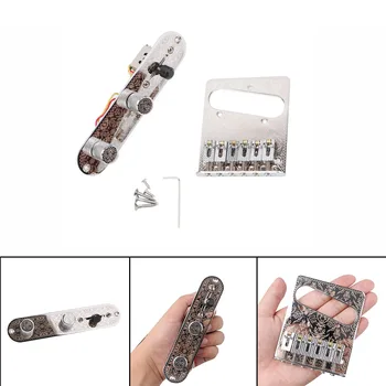 

1 Set Guitar Saddle Bridge 3 Way Switch Control Plate Beautiful Pattern Knob Set For Tele Guitars