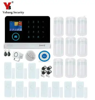 

Yobang Security SMS&Calling WIFI Wireless Alarm Blue Flash Siren IOS/Android Apps Control GPRS RFID Alarm Kits Smoke Detection
