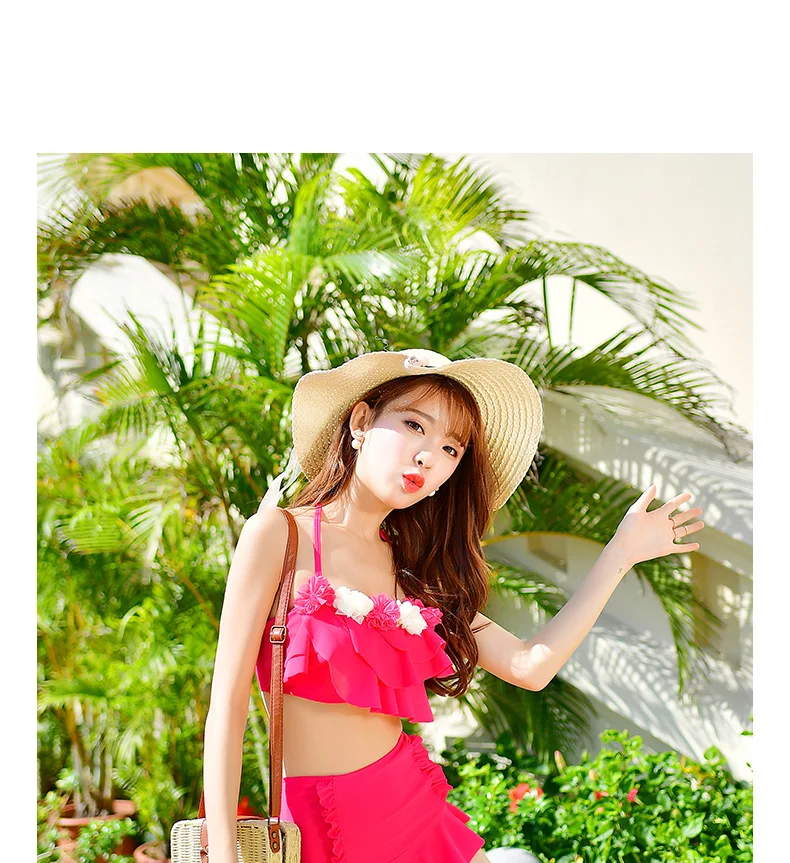 Sexy Push Up Bikinis Women Swimsuit Japanese Summer 3d Floral Ruffle