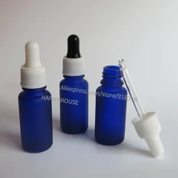 

360 x 15ml Boston Round Glass Essential Bottles with Dropper 15cc Empty Frost Blue Glass Dropper