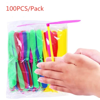 

100PCS Plastic Bamboo Dragonfly Propeller Classic Flying Fairy Saucer Outdoor Sports Games Gift Toys for Kids Children