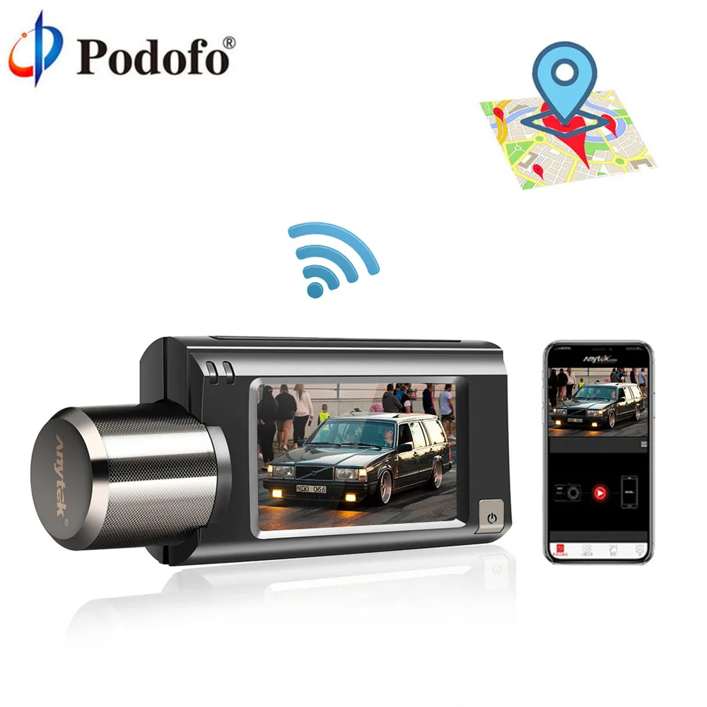 

Podofo 2.45" Car DVR Camera GPS Dash Cam NTK96658 Playback Wifi Night Vision HD 1080P IPS Screen 160 degree ADAS Parking monitor