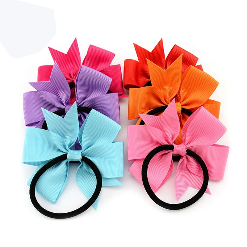 20pcs Girls Elastic Hair Rubber Bands Bowknot Hairband Colorful Hair Rope Rings Girls Ponytail Holder Hair Styling Headdress