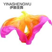 Высококачественные танцевальные вуали ручной работы из натурального шелка костюм для танца живота танцевальный реквизит шелковые вуали желтый+ оранжевый+ Роза