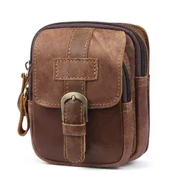 Ретро Модные Кожаные мужские карманные повседневные многофункциональные мужские сумки носить ремень мобильный телефон сумка поясные