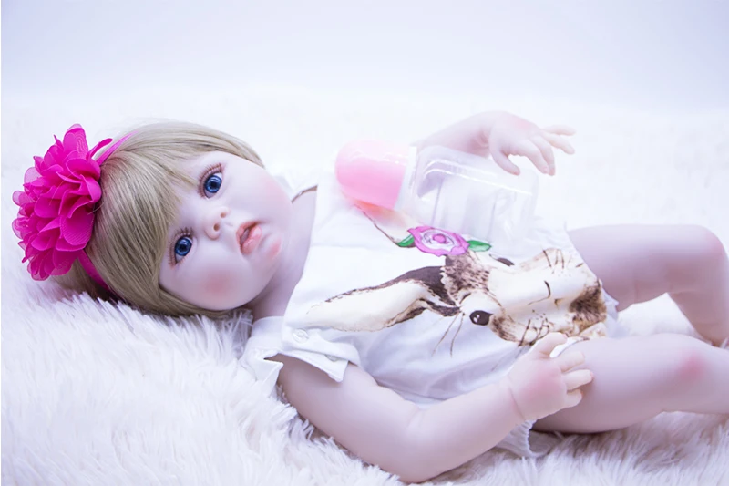 Реалистичная силиконовая кукла-Реборн, 55 см, виниловая кукла для девочек, куклы для младенцев, светлые волосы, принцесса, водонепроницаемые игрушки, живой подарок, bebe