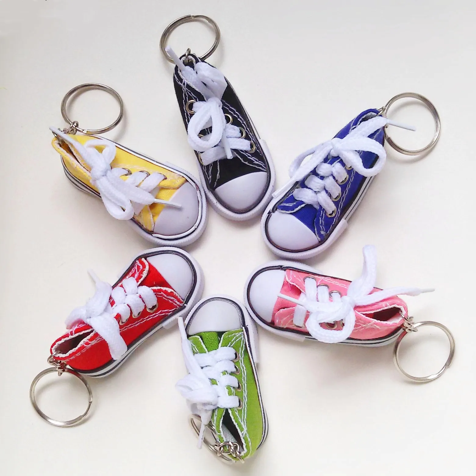 5pcs/lot Mini Hi Top Canvas Sneaker Tennis Shoe Keychain Blue Pink ...