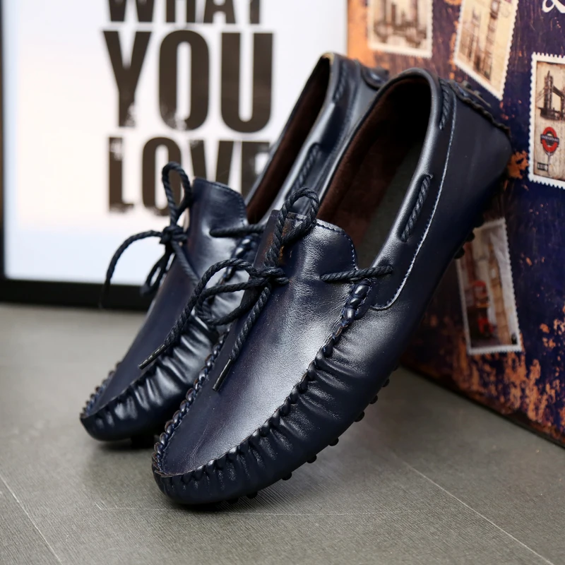 

Loafers Shoes Men Genuine Leather 2017 New Men Loafers Luxury Branded Flats Shoes Party Shoes Hommes Chaussures Casual Shoes