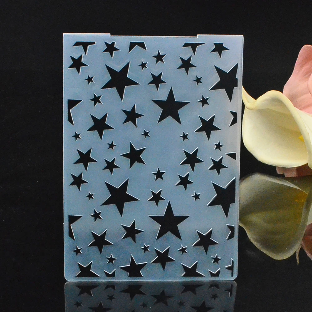 

Plastic Embossing Folder Star Pattern for Scrapbooking DIY Photo Album Crafts Gift Template