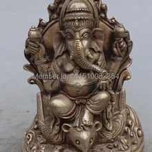 " Китайский Тибет Серебро 4 Arms Ганапати Ганеш Господь Ганеша Будда Статуя Мыши