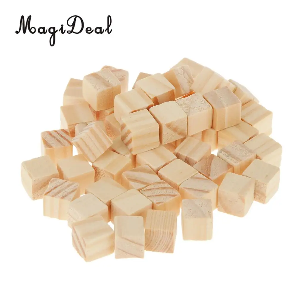 MagiDeal High Quality 50Pcs Wooden Square Tiles for Crafts Wood Family Fun Board Games Great Crafting Accessory Children Gifts