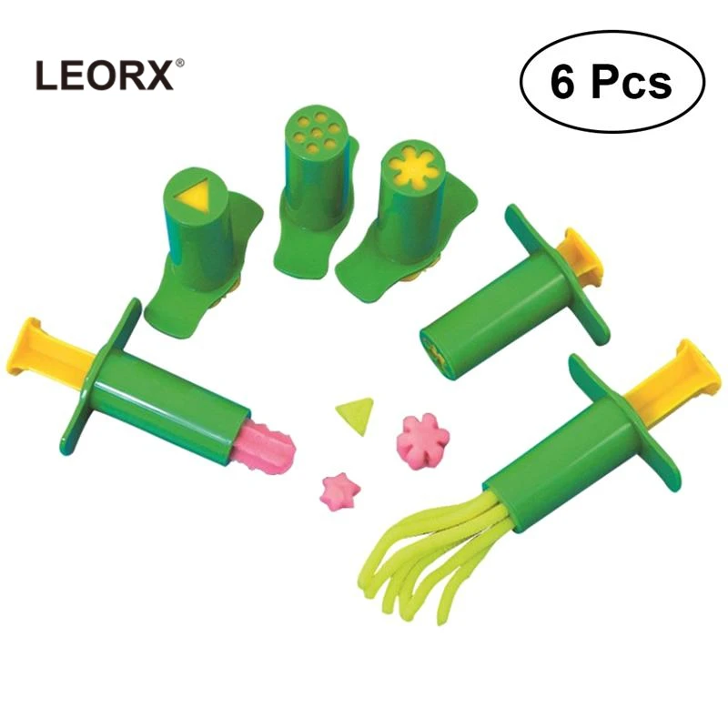 

6Pcs Dough Extruder Set Plasticine Crafting Tool Plastic Extruding Syringes Novelty Creative Fun Children Toys Extruding Gift