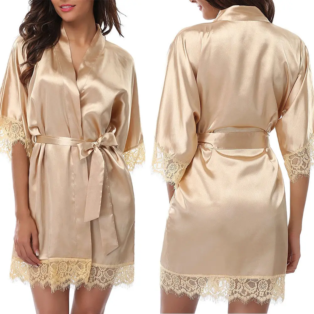 

Sexy Lingerie Women Patchwork Nightgown Sleepwear Women Sheer Silk Satin Nightwear Chemises Sleeping Clothes