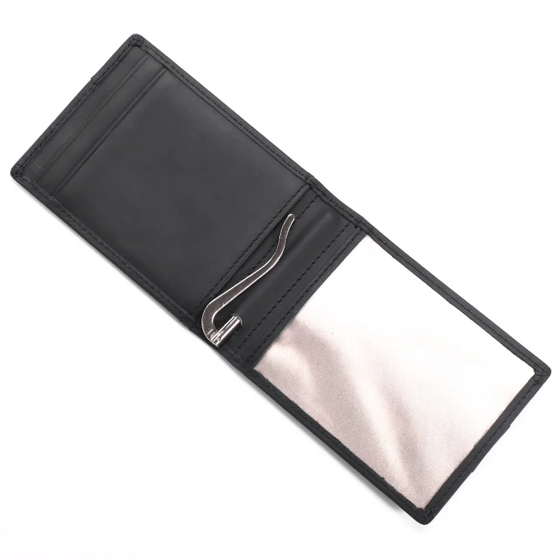 New Arrival RFID Blocking Mini Genuine Leather Men Wallet Slim Man Purse With Metal Clamp Small Money Clip Cash Holder For Male 3