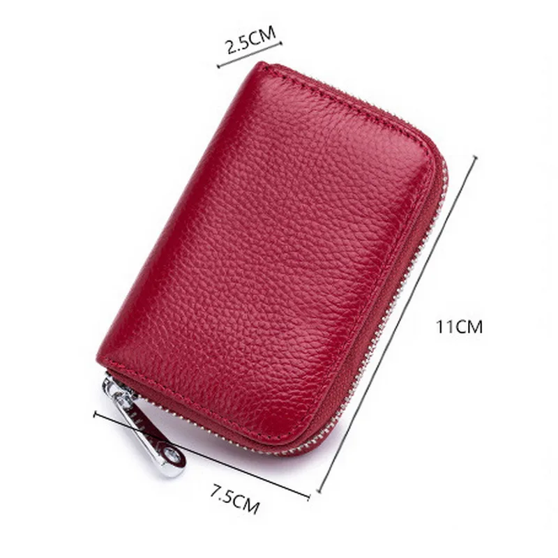 FUNMARDI Genuine Leather Card Wallets Women Business RFID Credit Card Bag Men Small Wallet Leather Lady Travel Card Bag WLHB1999