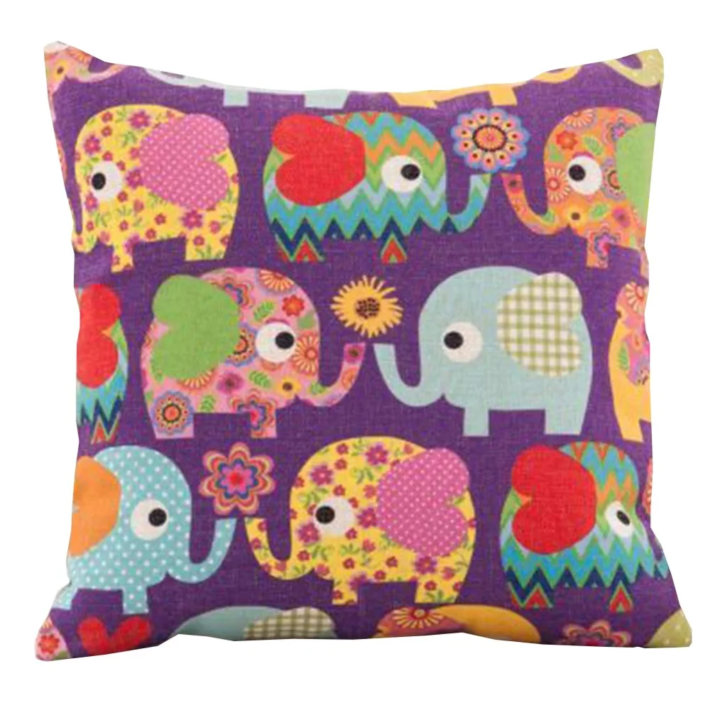 LOZUJOJU Quality stitching cartoon elephant pattern cushion cover home decor pillow case for kids living room sofa bedroom chair LOZUJOJU Quality stitching cartoon elephant pattern cushion cover home decor pillow case for kids living room sofa bedroom chair