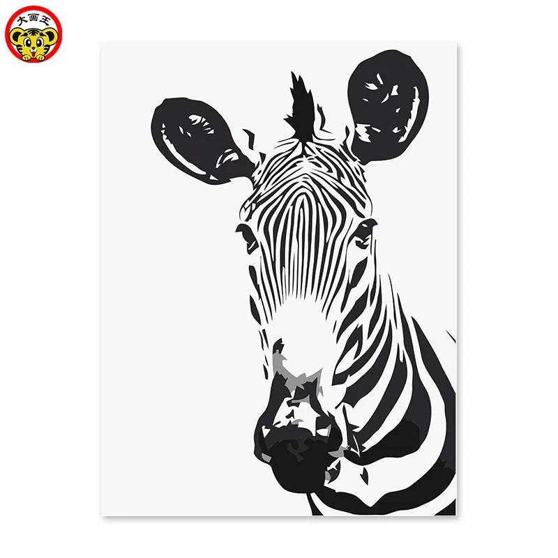 

painting by numbers art paint by number Digital painting zebra simple to color himself Black and White Customizable large size