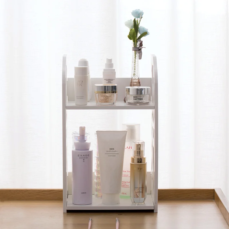 Vanzlife الخشب لوح بلاستيكي غرفة نوم خزانة سطح المكتب الحمام مزدوج رف طاولة مكتبية الطابق الفضاء توفير التخزين رف