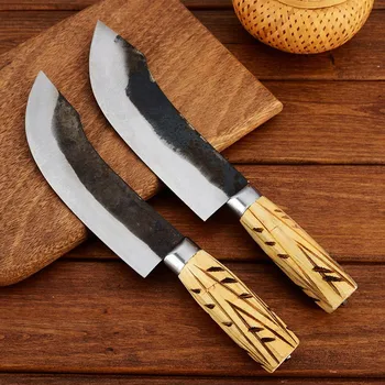 

Free Shipping QS Kitchen Carbon Steel Kitchen Forged Boning Knife Spilt Meat and Bone Knife Butcher Slaughter Knife Cleaver