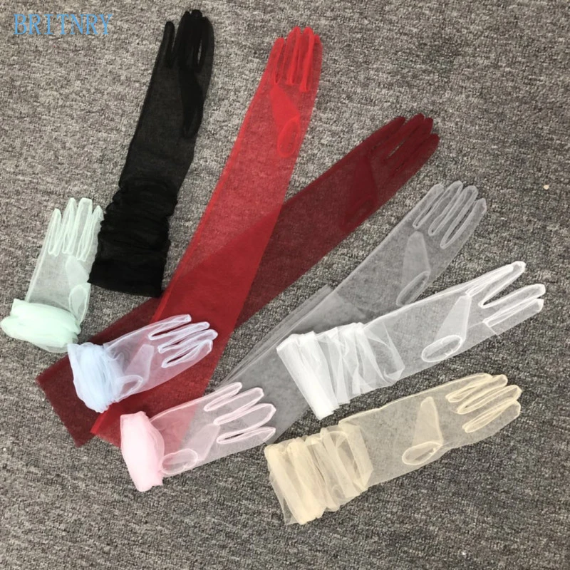 

BRITNRY New Arrival Wedding Gloves Fashion Finger Long Length Bridal Gloves 8 Colors Wedding Accessories