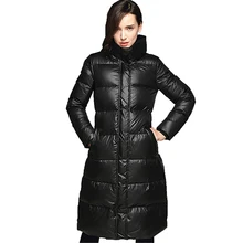 Зимнее пуховое пальто 90% белее утка Подпушка Для женщин куртка новинка года Женская Мода Тонкий Европа высокого класса длинные пуховые пальто парка yp0704