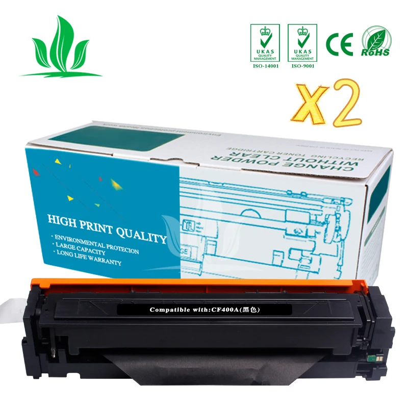 

2 Pack CF400A 400a Toner Cartridge Compatible for HP Color Laserjet Pro M252dw/M252nMFP/M277dw/M277n