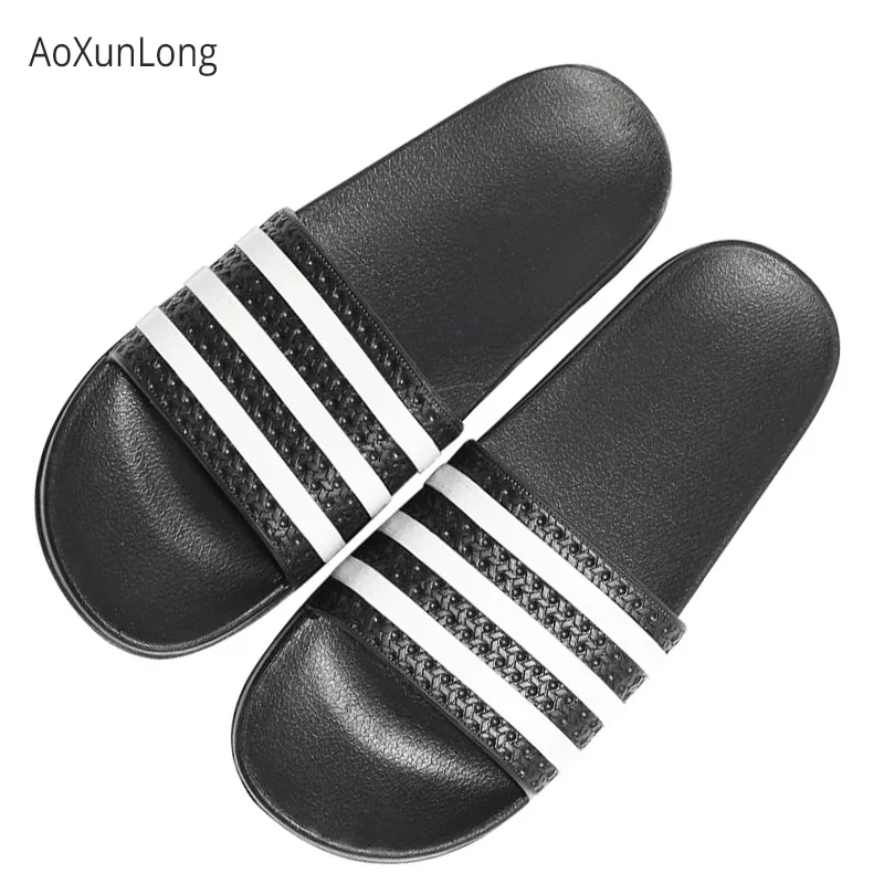 

Women Summer Striped Slippers Green PVC Outside Slides Women Bathroom Non-Slip Beach Home Slippers Unisex EU 35-45 Big Size Hot
