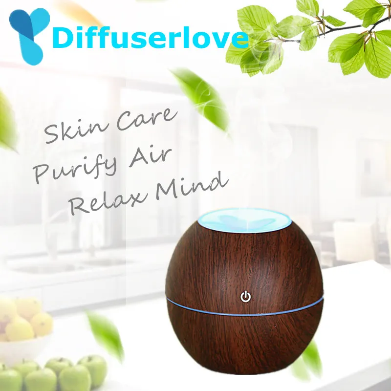 

Diffuserlove 130ml Mini USB Humidifier Aromatherapy Essential Oil Diffuser Ultrasonic Aroma Mist Maker With 7 Color LED Light