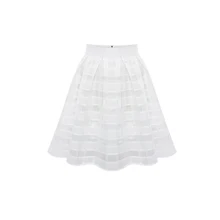 Пушистая клетчатая юбка из органзы гофрированный с сеткой крюк цветок полый перспектива талии, hierical молнии городская Повседневная Западная версия