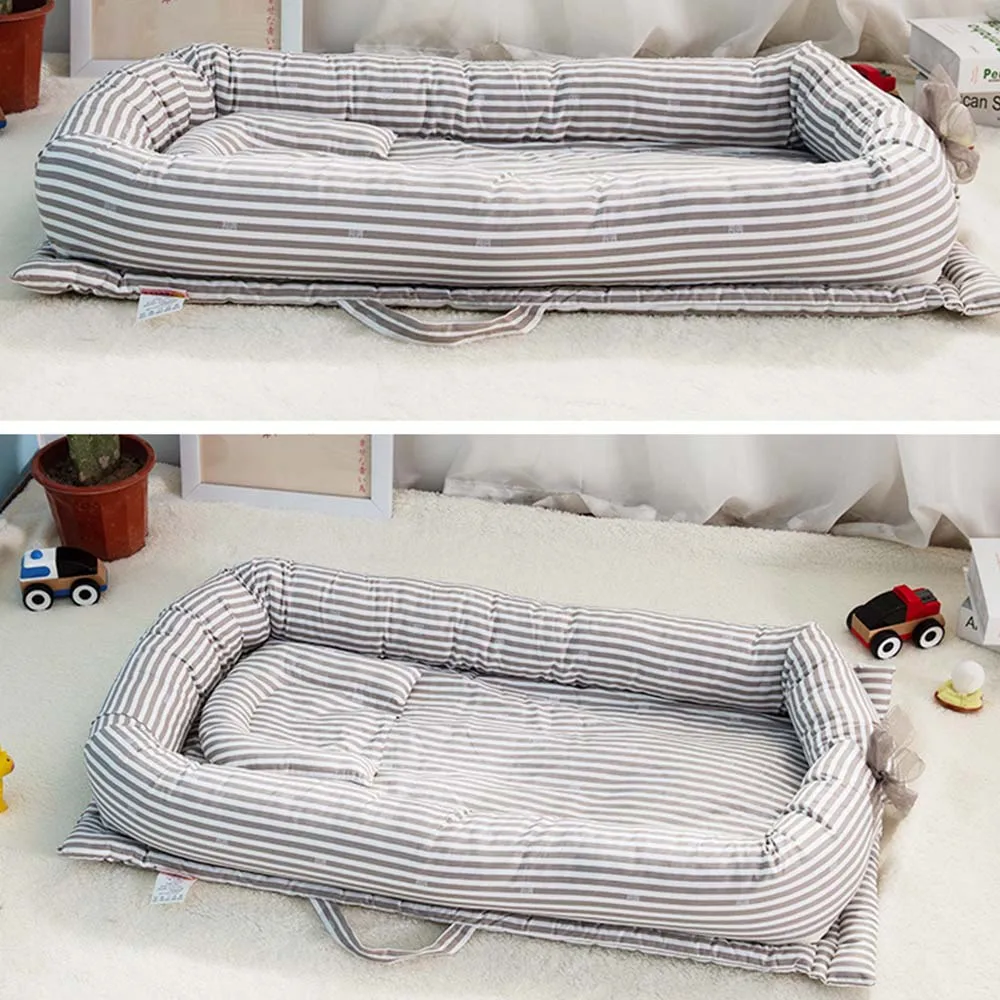 Разборная детская кровать-гнездо, портативная складная детская кроватка, для новорожденных, для путешествий, спальное место для новорожденных и малышей, 90*55*15 см - Цвет: Серый