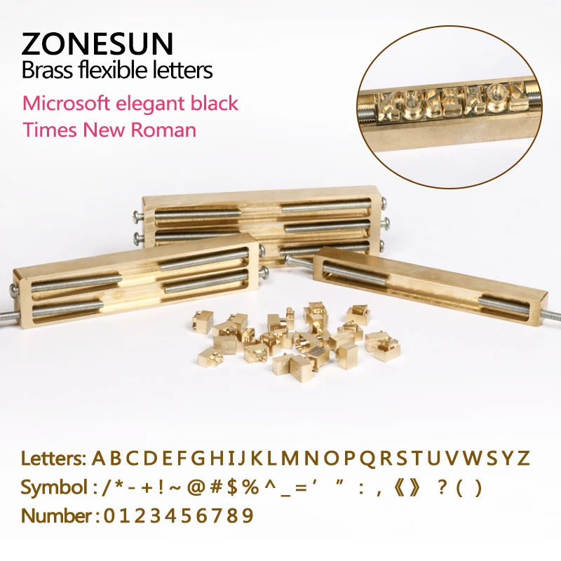 

ZONESUN Flexible Letters CNC Engraving Hot Foil Stamping Letters Number,Alphabet Symbol Character Mold