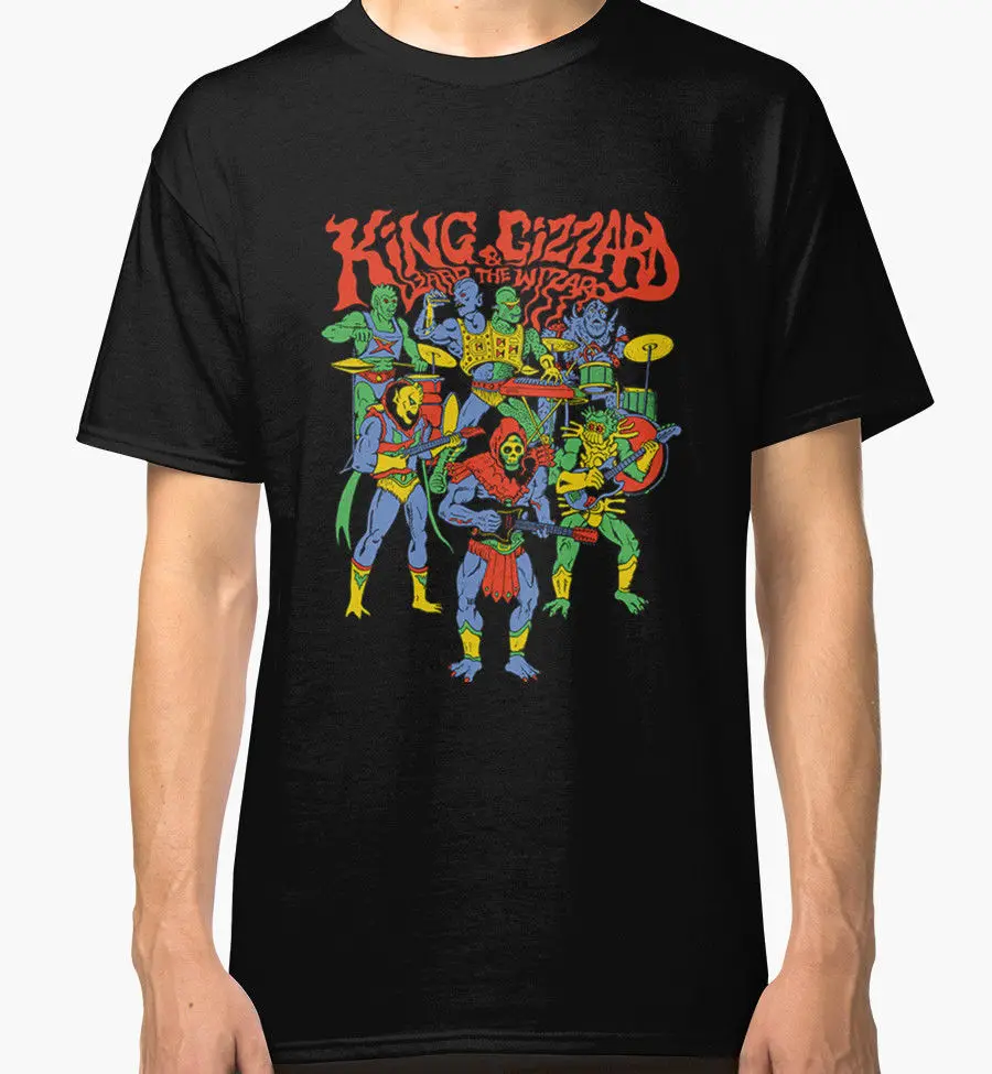 

Fashion Funny Tops Tees King Gizzard and The Lizard Wizard Men's Black Tees Shirt Clothing Printed T Shirts Men's Streetwear