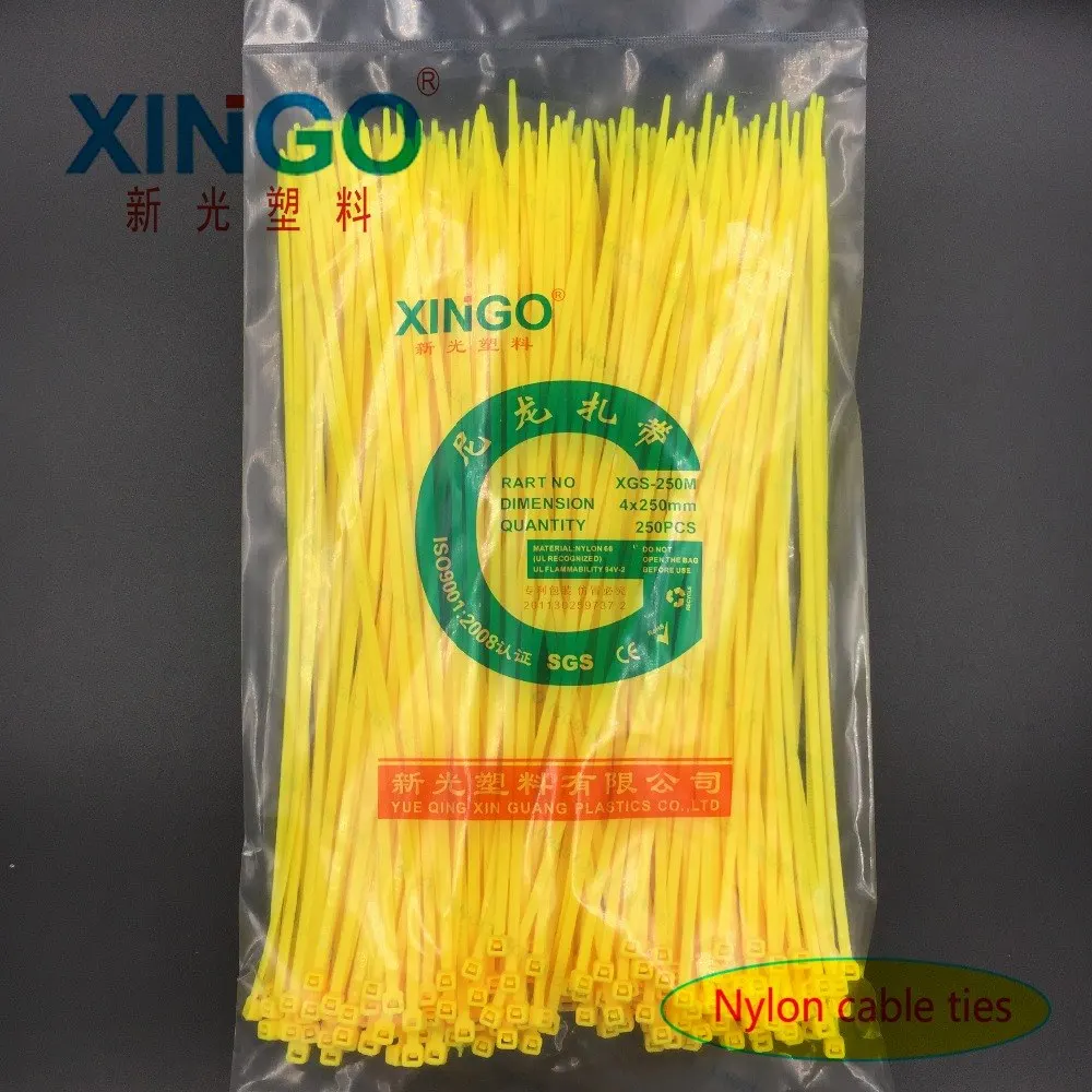 

Nylon Cable Ties 250Pcs/pack 4*250 4x250 High Quality width 2.8mm YELLOW Color Self-locking Plastic,Wire Zip Tie
