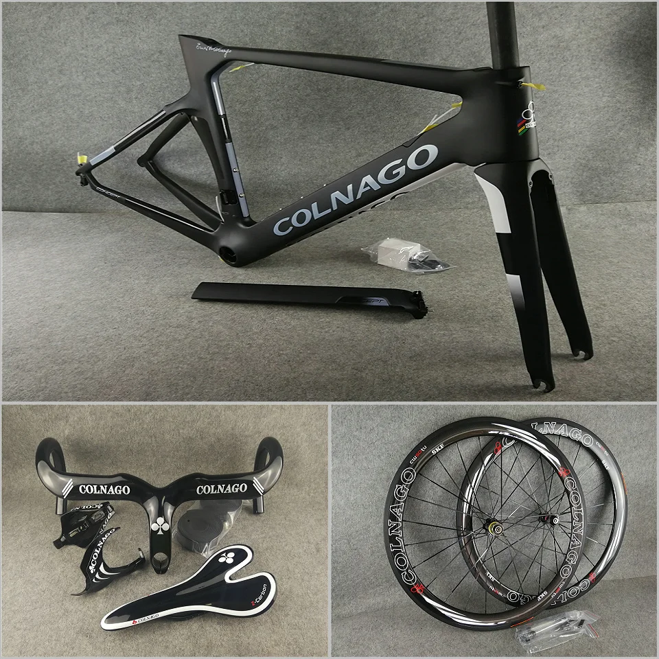 

NJBK 2019 Black Colnago CONCEPT carbon road frames+Handlebar+Saddle+bottle cages 50mm carbon wheels Novatec A271 hubs