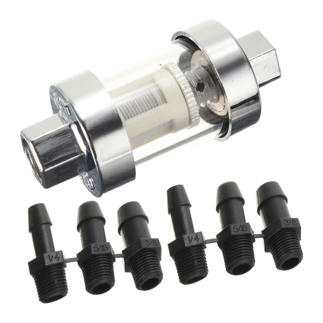 AUTO Universal Motorcycle Auto Glass Inline Fuel Filter 1/4 inch 5/16