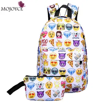 2017 Leisure Waterproof Nylon Travel Backpack 3D Smiley Emoji Face Printing School Bag for Teenage Girls Mochila