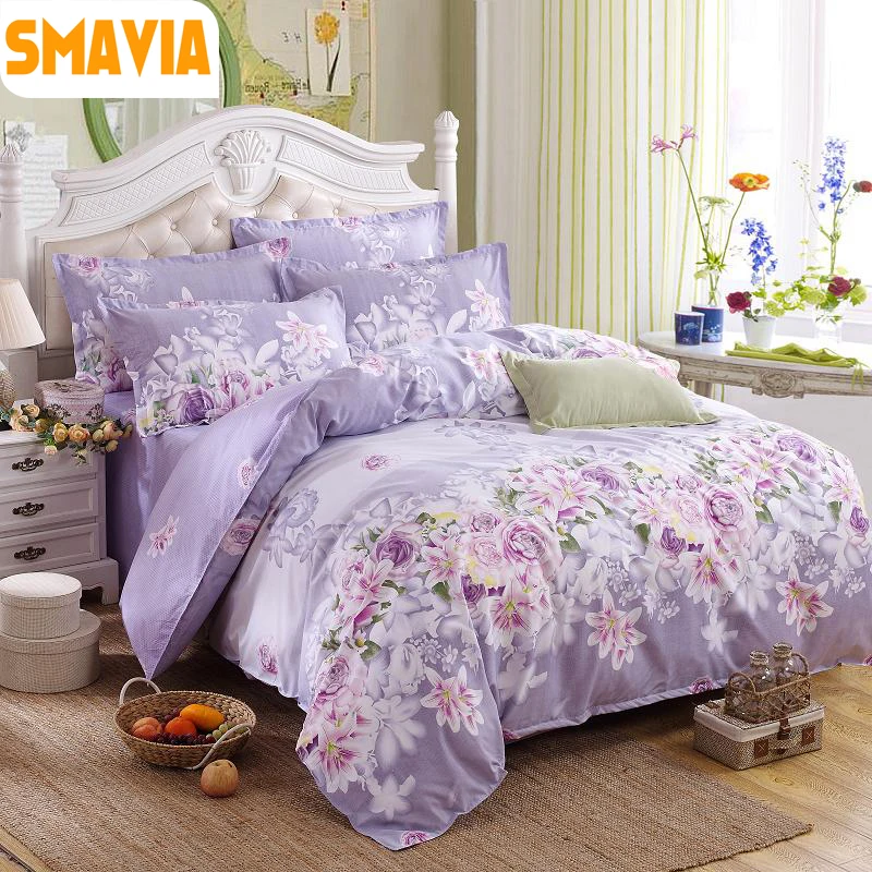 SMAVIA Hot Sale Home Textile 4pcs Bedding Sets Size Twin Double Full Queen king Home Hotel Bed ...