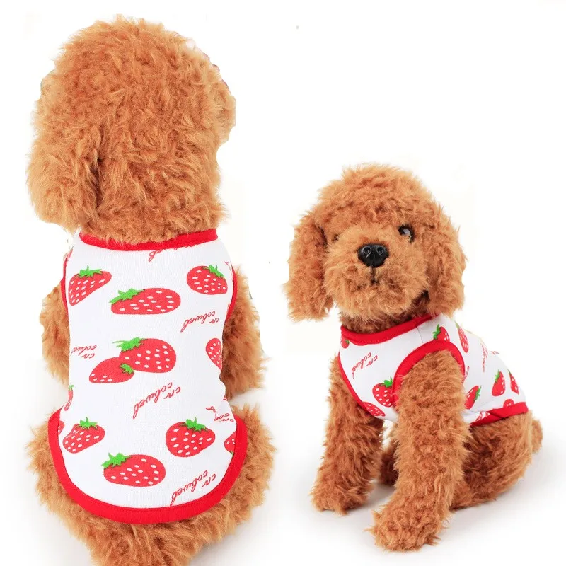 Cute Strawberries Clothes For Dog Summer Vest Cheap Puppy Cat T Shirt Cotton Small Dog Costumes